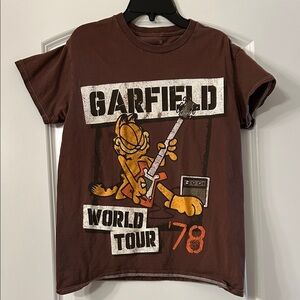 Garfield Brown Graphic World Tour T-Shirt - S